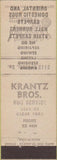 Matchbook Cover - Error Double Printed Krantz Bros Rug Service