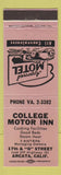 Matchbook Cover - College Motor Inn Arcata CA
