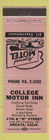 Matchbook Cover - College Motor Inn Arcata CA