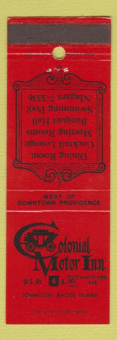 Matchbook Cover - Colonial Motor Inn Johnston RI