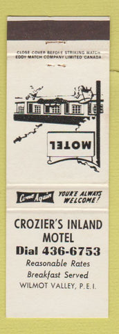 Matchbook Cover - Crozier's Inland Motel Wilmot Valley PEI PE