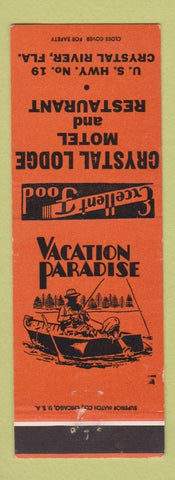 Matchbook Cover - Crystal Lodge Motel Restaurant Crystal River FL ORANGE