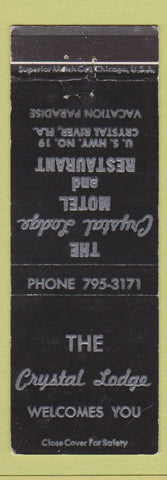 Matchbook Cover - Crystal Lodge Motel Restaurant Crystal River FL BLACK