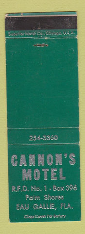 Matchbook Cover - Cannon's Motel Eau Gallie FL