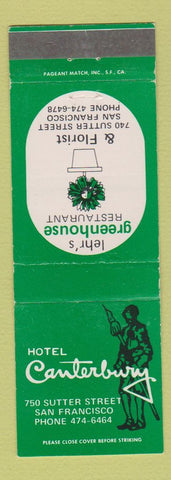 Matchbook Cover - Hotel Canterbury San Francisco CA