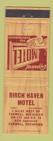 Matchbook Cover - Birch Haven Motel Farwell MI