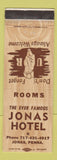 Matchbook Cover - Jonas Hotel Jonas PA