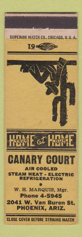 Matchbook Cover - Canary Court Motel Phoenix AZ YELLOW