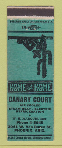 Matchbook Cover - Canary Court Motel Phoenix AZ BLUE