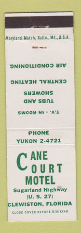 Matchbook Cover - Cane Court Motel Clewiston FL