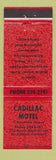 Matchbook Cover - Cadillac Motel St Albans VT