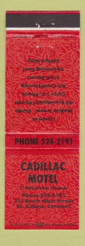 Matchbook Cover - Cadillac Motel St Albans VT