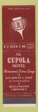 Matchbook Cover - Cupola Motel Burlington VT WEAR