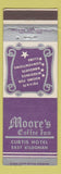 Matchbook Cover Curtis Hotel Moore's Coffee Inn East Kildonan Winnipeg MB PURPLE