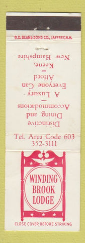 Matchbook Cover - Winding Brook Lodge Keene NH DD Bean