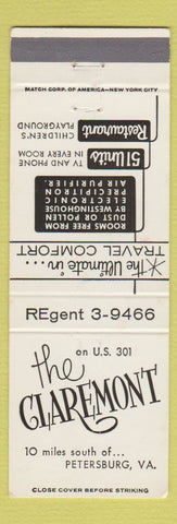 Matchbook Cover - The Claremont Petersburg VA