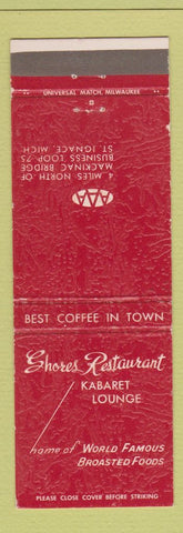 Matchbook Cover - Shores Restaurant St Ignace MI