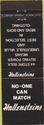 Matchbook Cover - Hallenstein's men's clothes Auckland