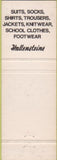 Matchbook Cover - Hallenstein's men's clothes Auckland