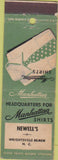 Matchbook Cover - Newell's men's clothes Wrightsville Beach NC shirts