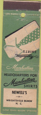 Matchbook Cover - Newell's men's clothes Wrightsville Beach NC shirts