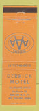 Matchbook Cover - Derrick Motel Mount Gilead OH