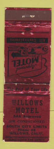 Matchbook Cover - Willows Motel Willows CA WEAR