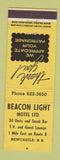 Matchbook Cover - Beacon Light Motel Newcastle NB WEAR YELLOW