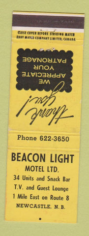 Matchbook Cover - Beacon Light Motel Newcastle NB WEAR YELLOW
