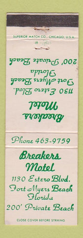 Matchbook Cover - Breaks Motel Fort Myers Beach FL WEAR