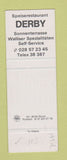 Matchbook Cover - Hotel Derby Walliser? Switzerland? SAMPLE