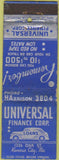 Matchbook Cover - Universal Finance Corp Kansas City MO