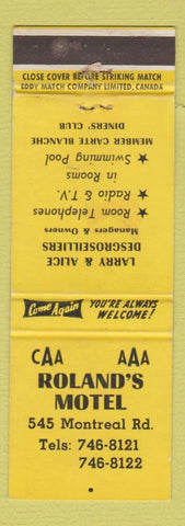 Matchbook Cover - Roland's Motel Canada