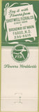 Matchbook Cover - Shortwell Floral Co Fargo ND FTD
