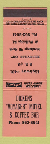 Matchbook Cover - Dickens Voyager Motel Belleville ON