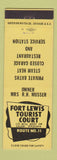 Matchbook Cover - Fort Lewis Tourist Court Motel Salem VA