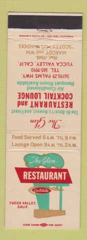 Matchbook Cover - The Glen Restaurant Yucca Valley CA CREASE