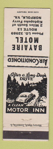 Matchbook Cover - Bayaire Motel Norfolk VA