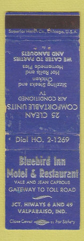 Matchbook Cover - Bluebird Inn Motel Restaurant Valparaiso IN WEAR