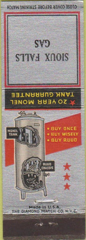 Matchbook Cover - Sioux Falls Gas