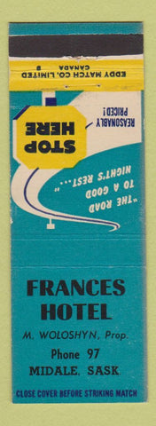 Matchbook Cover - Frances Hotel Midale SK