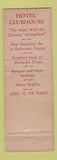 Matchbook Cover - Hotel Clubhouse Chester PA