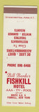 Matchbook Cover - Bill Bardo's Fishkill Motel NY