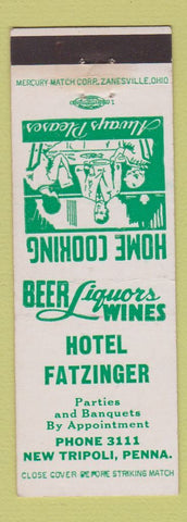 Matchbook Cover - Hotel Fatzinger New Tripoli PA