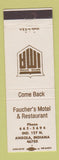 Matchbook Cover - Faucher's Motel Restaurant Angola IN