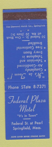 Matchbook Cover - Federal Plaza Motel Springfield MA