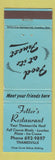 Matchbook Cover - Fetter's Restaurant Thamesville ON