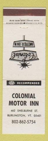 Matchbook Cover - Colonial Motor Inn Burlington VT