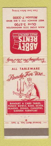 Matchbook Cover - Abbey Rentals St Louis MO