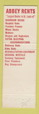 Matchbook Cover - Abbey Rentals St Louis MO